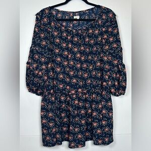 Cottagecore Romantic Max Studio Navy Floral Dress.
